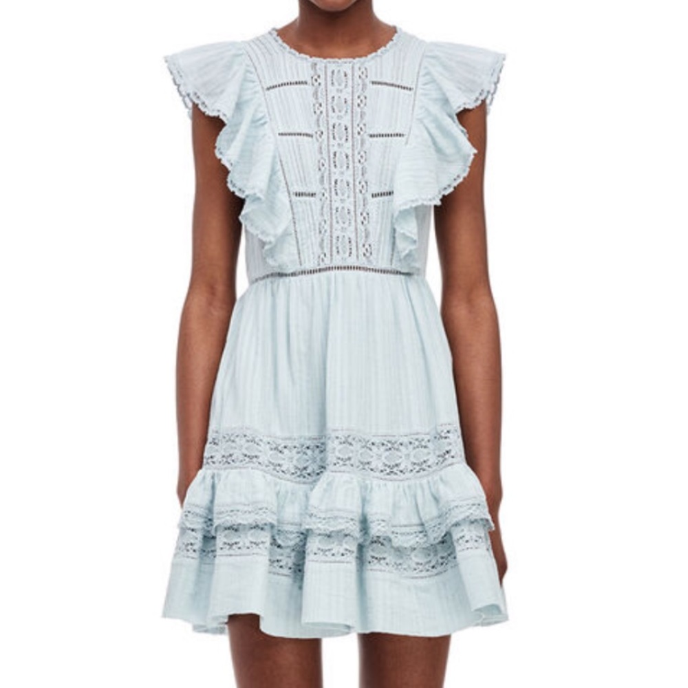 Rebecca Taylor light blue ruffle dress